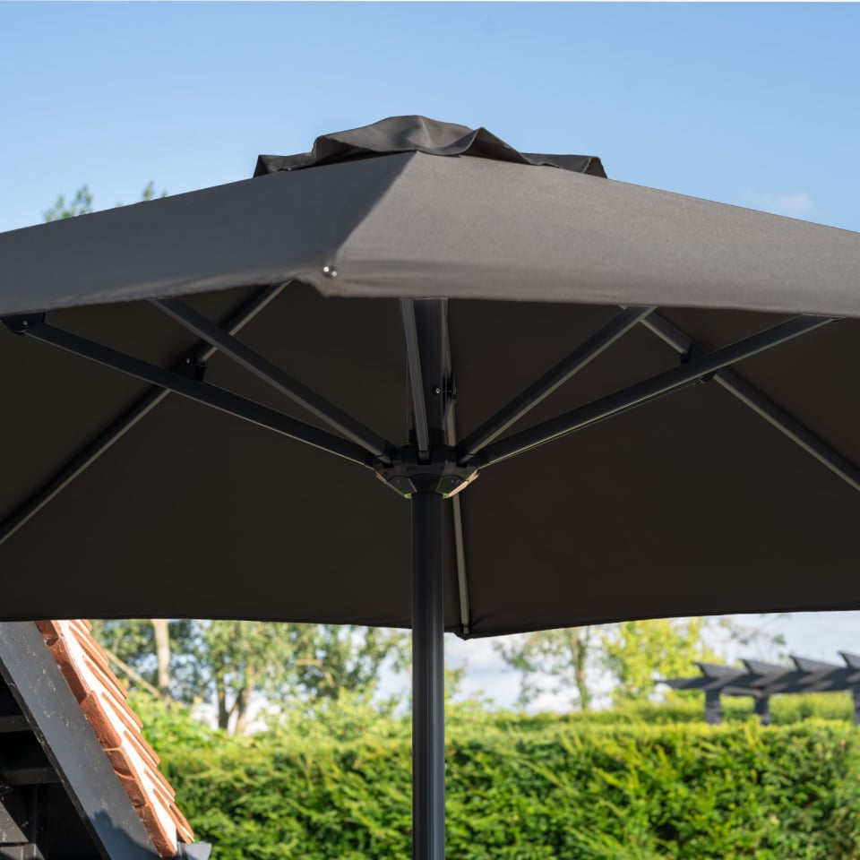 Nova - Max 3m Round Crank Operated Deluxe Parasol, Dark Grey