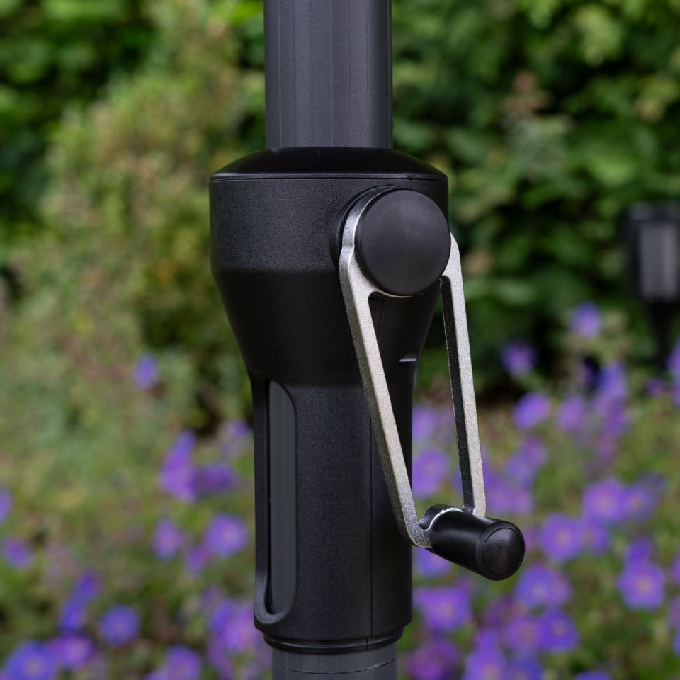 Nova - Max 3m Round Crank Operated Deluxe Parasol, Dark Grey
