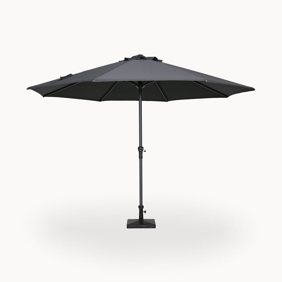 Nova - Max 3m Round Crank Operated Deluxe Parasol, Dark Grey