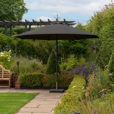 Nova - Max 3m Round Crank Operated Deluxe Parasol, Dark Grey