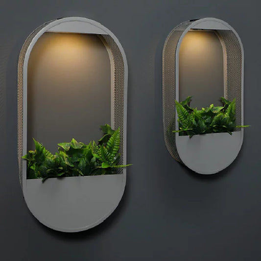 Solar Powered Oval Wall Planters, Set of 2